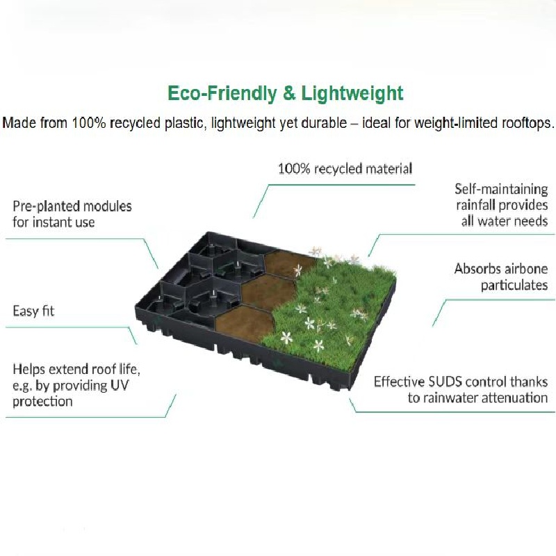 Modular Rooftop Green Roof System Self-Watering Vertical Garden Planters Home