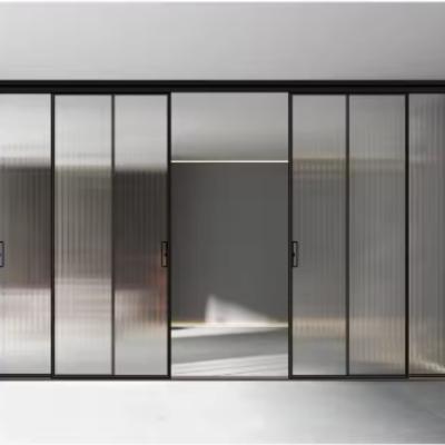 Aluminium Custom Divider Tempered Glass Closet Interior Slim Patio Sliding Door