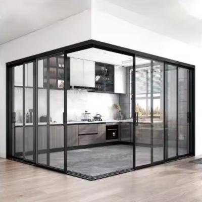 Aluminium Custom Divider Tempered Glass Closet Interior Slim Patio Sliding Door