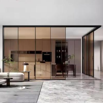 Aluminium Custom Divider Tempered Glass Closet Interior Slim Patio Sliding Door